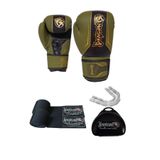 Dragon Do Legacy Boks Eldiveni Kickboks Muaythai Müsabaka Antreman 3'Li Set Yeşil 10 Oz
