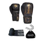 Dragon Do Legacy Kick Boks Eldiveni Muaythai Müsabaka Antreman 3'Li Set Siyah 10 Oz