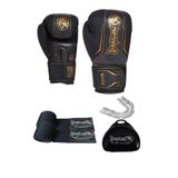 Dragon Do Legacy Kick Boks Eldiveni Muaythai Müsabaka Antreman 3'Li Set Siyah 12 Oz