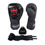 Dragon Do Siyah Yakuza Boks Eldiveni Whiteface Bandajı Ve Dişlik 3’Lü Set Suni Deri 10 Oz