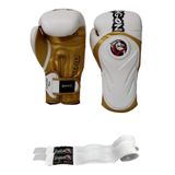 Dragon Do Tepito Boks Eldiveni Muay Thai Kick Ve Bandaj 2'Li Set Beyaz Altın 14 Oz