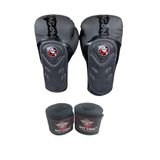 Dragon Do Tepito Boks Kıck Muay Thai Eldiveni Ve Bat 2000 Bandaj 2'Li Set Siyah Mat 14 Oz