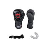 Dragon Do Yakuza Kick Boks Eldiveni Seti Bandaj Ve Dişlik 3’Lü Set Siyah 12 Oz