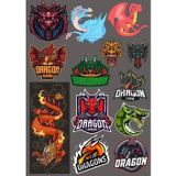 Dragon Ejderaha Sticker -3 13 Parça Telefon, Tablet, Defter, Laptop Sticker