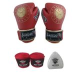 Dragon Martina Federasyon Onaylı Muay Thai Müsabaka Eldiveni Bat 2000 Bandaj Ve Dişlik 3'lü Set