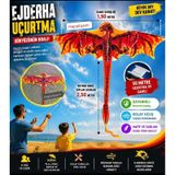 Dragon Oyuncak Uçurtma Büyük Ejderha Alev Desenli 1.55x1.82cm Kolay Uçan