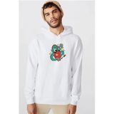 Dragon Samurai Anime Beyaz Erkek 3İp Kapşonlu Sweatshirt