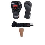 Dragon Yakuza Boks Eldiveni Muay Thai Kick Ve Bandajı 2’Li Set Gözlük Klipsi Siyah 10 Oz