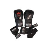 Dragondo 30128-P Yakuza Boks Eldiveni Seti, 8 oz, Jel Bandaj Dahil, Siyah, Unisex