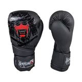 DragonDo 30128-P Yakuza Muay Thai Boks Eldiveni Suni Deri Malzeme ile Güçlü Koruma - Siyah - 16 oz
