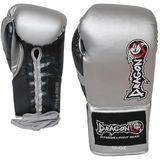 DragonDo 30382-P Profi Bağcıklı Profesyonel Boks Eldiveni Kıck boks Muay Thai Boxing Gloves (10 Oz, GRİ)