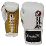 DragonDo 30382-P Profi Bağcıklı Profesyonel Boks Eldiveni Kıck boks Muay Thai Boxing Gloves (14 Oz, BEYAZ)