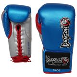 DragonDo 30382-P Profi Bağcıklı Profesyonel Boks Eldiveni Kıck boks Muay Thai Boxing Gloves (16 Oz, MAVİ)