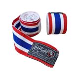 Dragondo 83818 Thailand Bayraklı 3,5 Metre Elastik Bandaj Boks Bandajı Muay Thai Bandajı Kick Boks Bandajı Kırmızı