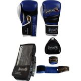 Dragondo Attack 6 Boks Eldiveni Muay Thai Kick Boks Eldiveni Bandaj Dişlik ve Taşıma Çantalı Set - Mavi - 14 oz