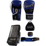 Dragondo Attack 6 Boks Eldiveni Muay Thai Kick Boks Eldiveni Bandaj Dişlik ve Taşıma Çantalı Set - Mavi - 8 oz