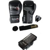 Dragondo Attack 6 Boks Eldiveni Muay Thai Kick Boks Eldiveni Bandaj Dişlik ve Taşıma Çantalı Set - Siyah - 14 oz