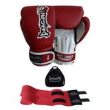 Dragondo Cool Lime Hakiki Deri Kick Boks Eldiveni, Muay Thai, 10 oz, Unisex, Bandaj ve Dişlik 3'lü Set, Siyah