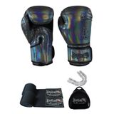 Dragondo Dragon Glossy Kick Boks Eldiveni Muay Thai Müsabaka ve Antreman Eldiveni Bandajlı 3'lü Set