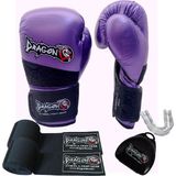 DragonDo DragonDo Attack 6 Boks Eldiveni 3,5 Metre Boks Bandajı ve Dişlik Set Boks Seti - Mor - 10 oz