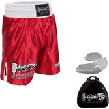 DragonDo DragonDo KF1003 Kırmızı Kick Boks Şort ve Profesyonel Dişlik Kick Boxing Şort Seti - XL