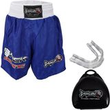 DragonDo DragonDo KF1003 Mavi Kick Boks Şort ve Profesyonel Dişlik Kick Boxing Şort Seti