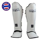 Dragondo Drgn-T51 Hakiki Deri Kaval Koruyucu Beyaz Profesyonel Kick Boks Kaval Koruyucu