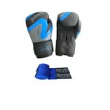 Dragondo Dynamite Kick Boks Eldiveni, 10 oz, Mavi, Unisex, Antrenman ve Sparring için Profesyonel Koruma, Bandajlı 2'li Set