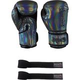 DragonDo Glossy Kick Boks Eldiveni Muay Thai Müsabaka ve Antreman İçin Parlak Gri 2'li Set - 12 oz