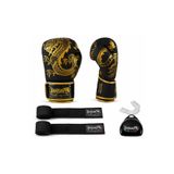 Dragondo Gold Fury Boks Eldiveni Muay Thai Kick Boks Eldiveni 3.5mt Elite Elastik El bandajı ve Dişlik