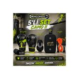 Dragondo Kamuflaj Boks Eldiveni Dişlik Bandaj Atlama İpi Çanta 5'li Set