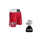 Dragondo Kf1003 Kırmızı Kick Boks Şort ve Profesyonel Dişlik Kick Boxing Şort Seti