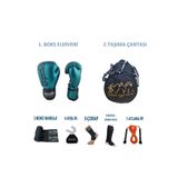 Dragondo Kıck Boks, Boks, Muay Thai Sporcu Çantalı Antrenman Seti, Dragon Favela Turkuaz Boks Eldiveni Tamset