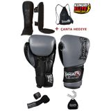 Dragondo Kunuri Elite Boks Eldiveni 5’li Set Kickboks Muay Thai Boks Eldiveni, Kaval Koruyucu Bandaj, Dişlik ve Sırt Çantası Hediye