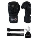 Dragondo La Noche Boks Eldiveni Seti Kick Boks Muay Thai Eldiveni ve 3,5 Mt Elite Elastik Bandaj ve Dişlik 3 lü Set