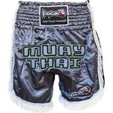 Dragondo MT3020 Apache Muaythai Şort Antrasit Püsküllü Şort Nakışlı Muay Thai Şortu