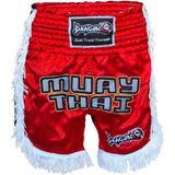 Dragondo Mt3020 Apache Muaythai Şortu Kırmızı Püsküllü Şort Nakışlı Muay Thai Şortu