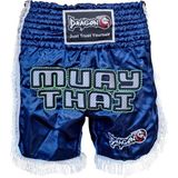 Dragondo Mt3020 Apache Muaythai Şortu Lacivert Püsküllü Nakışlı Muay Thai Şortu