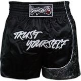 DragonDo MT3408 Trust Yourself Siyah Muay Thai Kick Boks Şortu L Beden Özel Tasarım Yırtmaçlı