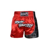 Dragondo MT3409 Trust Yourself Kırmızı Muay Thai Kick Boks Şortu