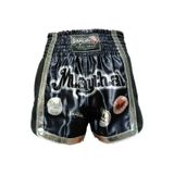 Dragondo Muay Thai Federasyon Logolu Müsabaka Şortu Mt2019-gri Şeritli-l Beden, M, GS-MT193, SİYAH, Unisex Yetişkin