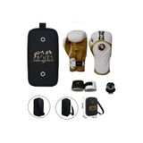 Dragondo Tepito Boks Eldiveni, Kick Boks Muay Thai, 12 oz, Beyaz/Altın, Unisex, Taşıma Çantalı 3'lü Set