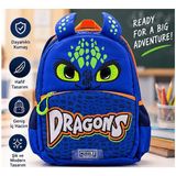 Dragons Ejderha Desenli Çocuk Sırt Çantası – Çok Bölmeli, Ergonomik ve Ayarlanabilir Askılı Okul Çantası - Turuncu - Mavi