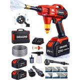 Dragro 21V Kömürsüz Yüksek Basınçlı Şarjlı Oto Araba Bahçe Yıkama Makinesi Çift Akülü