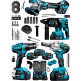 Dragro Alman 4x2 Pro 128 V 4'lü Set Kırıcı Delici Somun Sıkma Taşlama Makinesi Matkap 3 Akülü