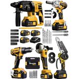 Dragro Alman DRG-5ST Kömürsüz 5 x 3 S 5'li Set Kırıcı Delici + Somun Sıkma + Taşlama Makinesi + Matkap + Dal Budama + 3 Akülü S