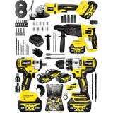 Dragro Alman DRG-999VF 20 Ah 4 Lü Set Akülü Şarjlı Vidalama Somun Sökme Taşlama Kırıcı Delici Sets