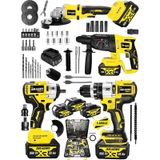Dragro Alman DRG-999VF 20 AH 4'lü Set Akülü Şarjlı Vidalama + Somun Sökme + Taşlama + Kırıcı Delici Set S