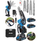 Dragro Alman Pro 128 Vf 10 Ah Akülü Dal Kesme Budama Testere Bıçkı Makinesi Çift Akülü 15 cm Yedek Zincirli