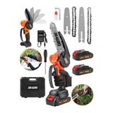 Dragro Alman Pro 128 Vf 10AH Akülü Dal Kesme Budama Testere Bıçkı Makinesi Çift Akülü 15 cm Yedek Zincirli